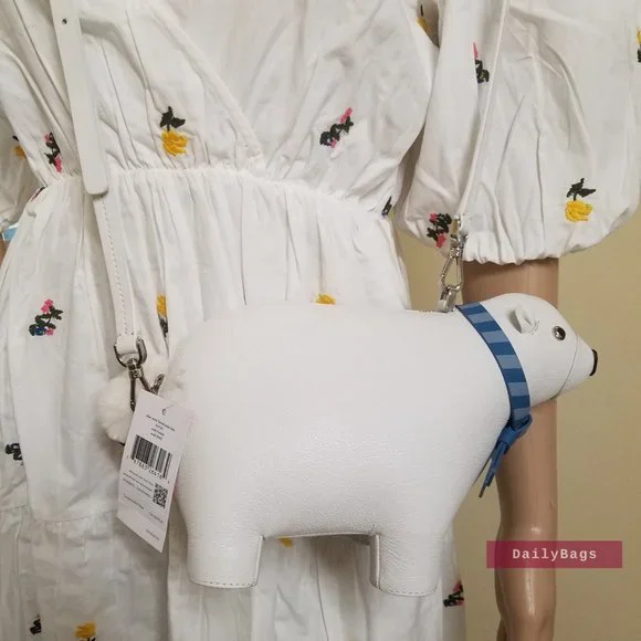 BEAUTIFUL ARTIC FRIENDS POLAR ANIMAL WHITE BEAR WEARING BLUE SCARF KATE SPADE - Picture 5 of 9